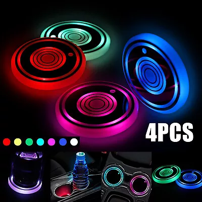 4x 7 Colorful LED Car Cup Holder USB Charging Mat Coaster Pad Changing Lights US • $15.68