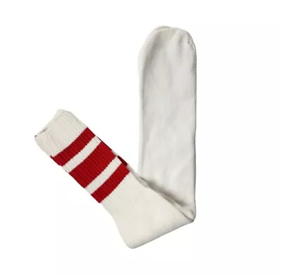 Vintage 1970s 80s Men's Striped Athletic Tube Socks Red Over Calf 22 L NEW • $27.65