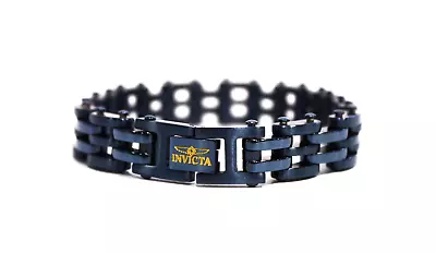 Invicta Elements Mens Stainless Steel 8.75  Blue Label Motorcycle Chain Bracelet • $35.55