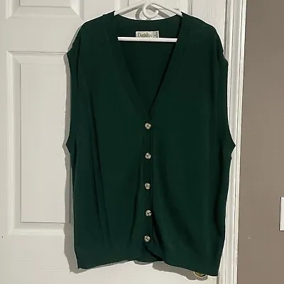 Vintage Duckster Mens Cardigan Sweater Vest Size XL Mens Made In USA Green  • $29.99