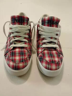 Polo Ralph Lauren Red Plaid Canvas Sneakers Men's Size 13D • $32.95