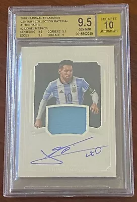 Panini National Treasures Lionel Messi BGS 9.5 Auto 10 On-Card Patch Game Used • $9000