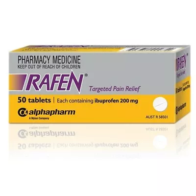 Rafen 50 Tablets Ibuprofen 200 Mg Nurofen Generic Best Pricing • $6.99