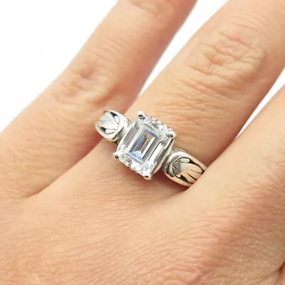 KABANA 925 Sterling Silver Vintage Emerald-Cut C Z Ring Size 5.5 • $34.95