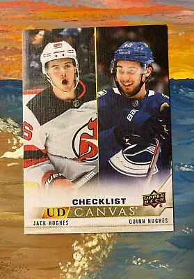 2022-23 Upper Deck Series 1 UD Canvas Checklist Jack Hughes/Quinn Hughes • $0.99