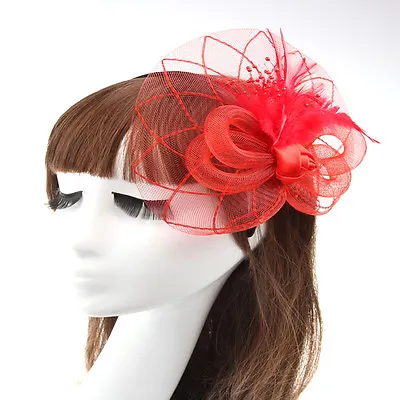 Beaded Feather Hair Fascinator Hair Clip Headband Mess Wedding Royal Races • £5.51