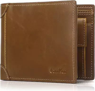 Mens Wallet Super Large Capacity Bifold RFID Blocking Wallet With Coin Pocket Bi • $14.96