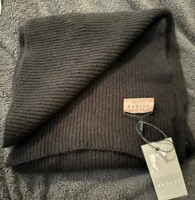 Radley Black Wool Rib Knit Scarf • £20