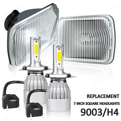 7 X6  Inch Sealed Beam Headlight Conversion High/Low Beam+ 100W H4 LED Bulbs • $79.99