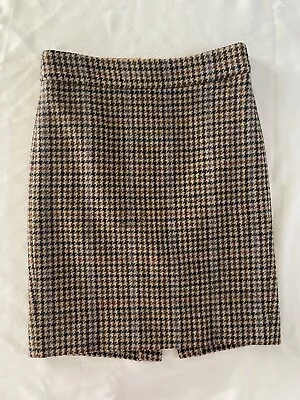 J Crew 00P Petite (26  W)Classic Brown Houndstooth No 2 Pencil Wool Skirt J.Crew • $24