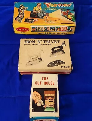 Vintage Toy Lot 1950 Era Ladie’s Outhouse Novelty Ashtray  Plus More • $18