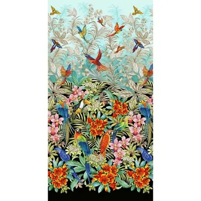 1/2 Metre Michael Miller Exotica Rainforest Birds Border Cotton Quilt Fabric • £7.45