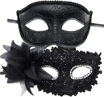 Party DecorMasquerade Mask For Couples Venetian Halloween Costume（Black） • $13.99