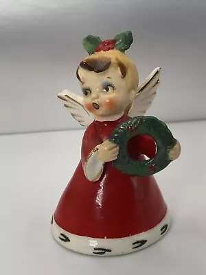 Vintage NAPCO Ceramic Christmas NOEL Angel BELL Girl O Wreath 1956 • $24.99