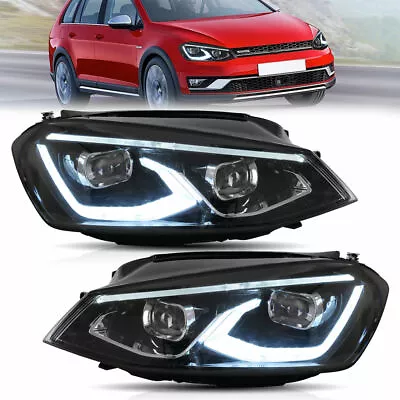 $363 • Buy VLAND Full LED Headlights For 2014-2019 VW Volkswagen Golf MK7 Satrt Animation 2