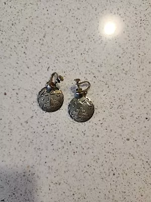 Vintage Mexico Aztec Mayan Temple Screwback Earrings Sterling 925 • $29.99