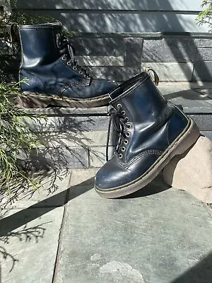 DR DOC MARTENS 1460 MADE IN ENGLAND VINTAGE RARE U.K. Size 6 Us 8 Dark Navy • $99.99