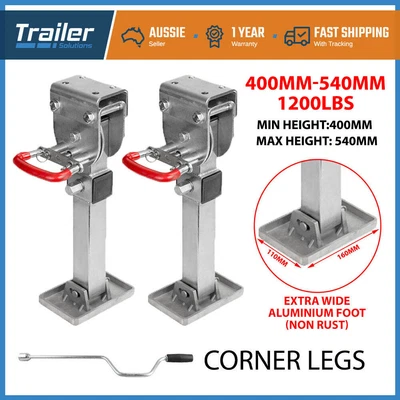 $134.89 • Buy X2 Corner Legs Drop Down Stabilizers 400mm Handle 1200lbs Caravan Camper Trailer