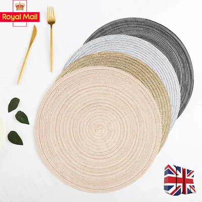 UK 6 Pack Of Round Weaved Non Slip Placemats Dining Dinner Table Place Mat Set • £9.99