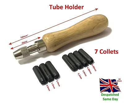£11.99 • Buy Tube Holder And Pin Vice With 7 Collets Wooden Handle Chrome Head