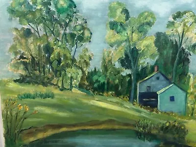 Original Oil Painting On Board Signed VT Artist Mary Conant VT River 20  X 16  • $90
