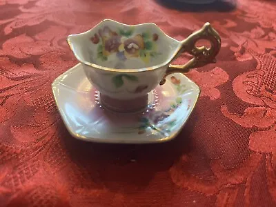 HAND PAINTED Mini Teacup And Saucer Plate! Made In Japan. • $5