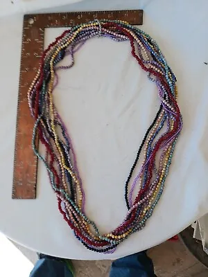 10 Strand Necklace 7 Stone Beads 3 Glass Agates Etc. • $15