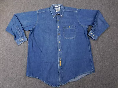$24.95 • Buy Vintage BD Baggies Foundry Shirt Mens Large Blue Denim Long Sleeve 90'sButton Up