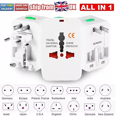 Universal International Travel Power Adapter Convertor Plug Power UK/EU/US/AU • £6.78