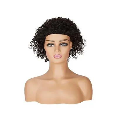 Curly Short Hair Band Human Hair Wig - Soft & Bouncy Curls Adjustable Fit • £59.99