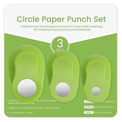 3PCS Circle Punch Set 3/8 Inch 5/8 Inch 1 Inch Circle Hole Punch Set For Scra... • $22.38