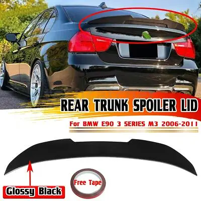 $73.99 • Buy For Bmw E90 3 Series M3 2006-11 Sedan Psm Style Glossy Black Trunk Spoiler Wing