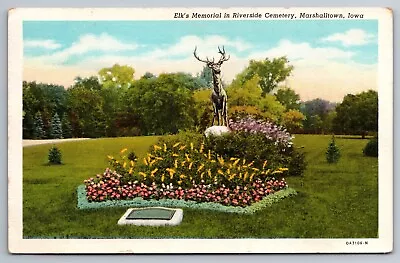 Elk's Memorial In Riverside Cemetery Marshalltown Iowa Postcard N596 • $6.80