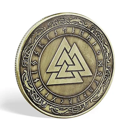 Viking Themed Challenge Coin Nordic Mythology Talisman Collectible Token Valknut • $12