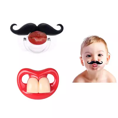 2Pcs Funny Teeth And Mustache PacifierCute Gentleman Mustache Designed Baby Pa • $12.67