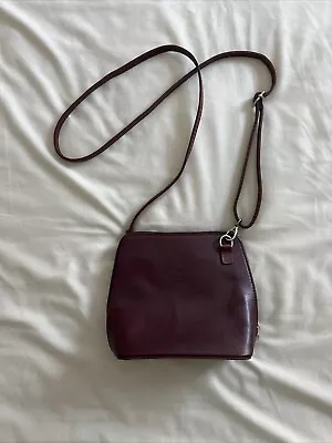  VERA PELLE   - Made In Italy - Wine Burgandy Leather Crossbody Purse Bag • $19.99