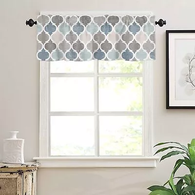 Curtains For Living Room Retro Blue Moroccan Geometric Pattern Semi Sheer For Wi • $22.01