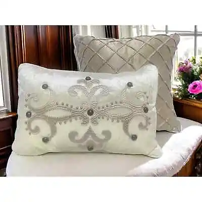 Madison Park Accent Throw Pillows Gray & Brown With Accents Set Of 2 • $35