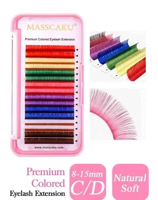 D 15mm Dense Row Planting Individual False Eyelashes Coloured Long Fake Eye Lash • £8.95