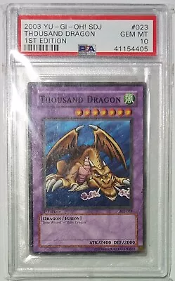 PSA 10 Gem Mint 1st Edition Thousand Dragon SDJ-023 Joey Deck Yu-Gi-Oh Card 2003 • £119.99
