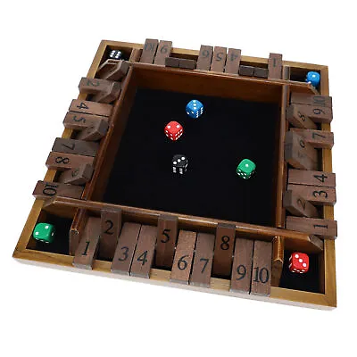 Pacific Shore Games 4 Player Shut The Box Dice GameWalnut Stained Wood 12 • $29.99