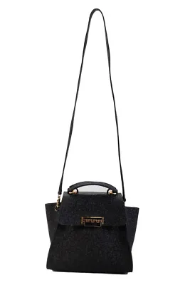 $107.99 • Buy ZAC Zac Posen Womens Leather Glitter Double Handle Satchel Black Handbag