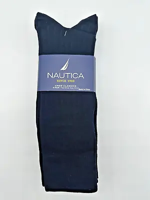 New 4 Pairs Pack Nautica Mens Crew Classic  Dress Socks 78% Cotton Navy • $8.99