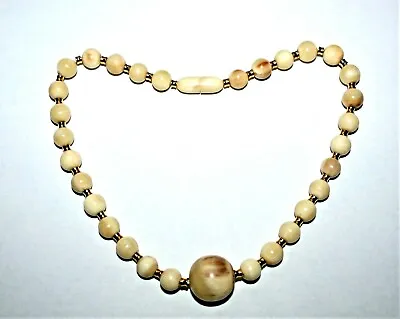 Vintage Buffalo Horn & Gold Color Beads 16  Graduated Necklace • $49.99