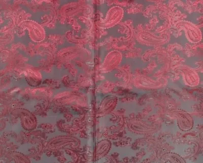 PAISLEY JACQUARD LINING FABRIC 14 Colours Dress Clothing Drapes Material 144CM • £0.99