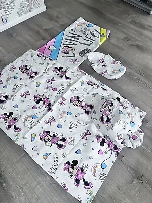 Disney Minnie Mouse Pink 3 Pc Sheet Set Fitted Flat & 1 Pillowcase Twin Bed • $19.90