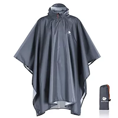 Anyoo Waterproof Rain Poncho Lightweight Reusable Hiking Hooded Coat Jacket For • $19.48