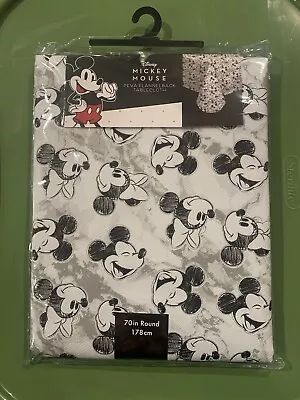 Disney Mickey & Minnie Mouse 70  Round Tablecloth Sketch Design Flannel Back NEW • $14.50