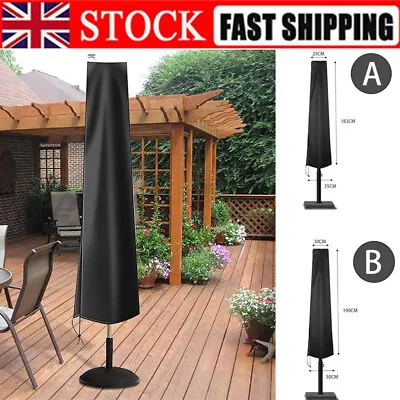 £6.99 • Buy Black Parasol Cover With Zip Outdoor Garden Waterproof Patio Umbrella Cover UK