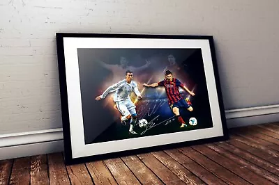 Cristiano Ronaldo VS Lionel Messi Dual Autographed Poster Print. A3 A2 A1 Sizes • $67.05